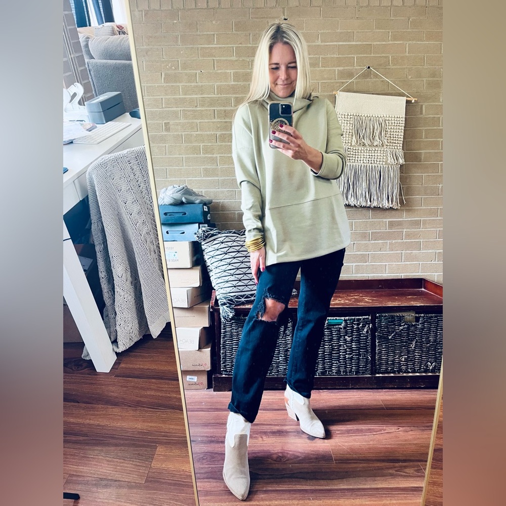 Khaki Women's Cowl Neck Sweater